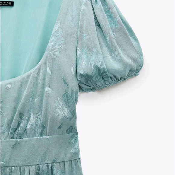 ZARA FLORAL JACQUARD DRESS - Picture 7 of 8